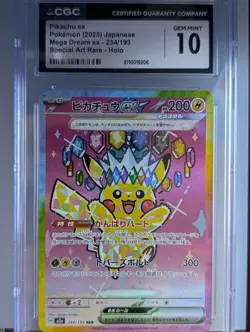 Pokemon Pikachu Ex Holo 234/193 Mega Dream Special Art Rare CGC Gem Mint 10 - Image 1