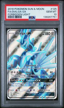 2018 POKEMON SUN & MOON FORBIDDEN LIGHT #125 FULL ART/DIALGA GX PSA 10 - Image 1