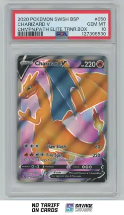 2020 Pokemon Sword & Shield Black Star Promo ETB Holo Charizard V PSA 10 - Image 1