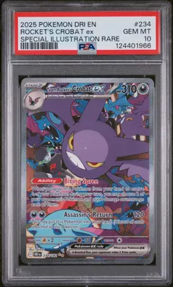 Pokemon S&V Destined Rivals #234 SIR Team Rocket's Crobat ex PSA 10 Gem Mint - Image 1