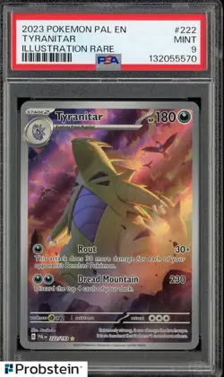 2023 Pokemon PAL EN Illustration Rare #222 Tyranitar PSA 9 MINT - Image 1