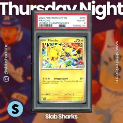 2025 POKEMON SVP EN WORLD CHAMPIONSHIPS PROMO #225 PIKACHU PSA 8 - Image 1