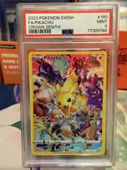 2023 Pokemon Sword & Shield SWSH Full Art Pikachu Crown Zenith #160 PSA 9 Mint - Image 1