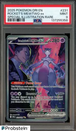 2025 Pokemon Dri En Special Illustration Rare #231 Rocket's Mewtwo Ex PSA 9 MINT - Image 1
