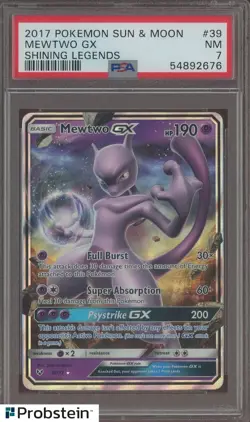 2017 Pokemon Sun & Moon Shining Legends #39 Mewtwo Gx PSA 7 NM - Image 1
