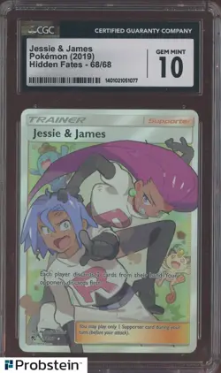 2019 Pokemon Hidden Fates #68/68 Jessie & James CGC 10 GEM MINT - Image 1