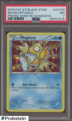 2016 Pokemon XY Black Star Promo Shiny M. Gyarados XY143 Magikarp Holo PSA 7 NM - Image 1