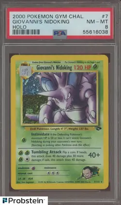 2000 Pokemon Gym Challenge #7 Giovanni's Nidoking PSA 8 NM-MT - Image 1