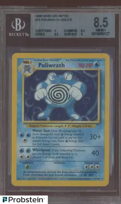 1999 Pokemon Base Set Unlimited #13 Poliwrath Holo R BGS 8.5 NM-MT+ - Image 1