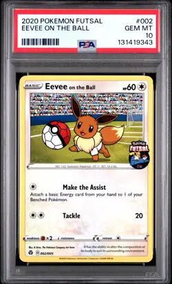 2020 POKEMON FUTSAL #002 EEVEE ON THE BALL PSA 10 - Image 1