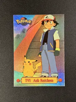 topps Pokemon TV Animation Edition Series 1 Rainbow Foil TV1 Ash Ketchum - Image 1