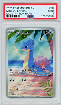2025 Pokemon Destined Rivals Misty's Lapras 194/182 Illustration Rare PSA 9 - Image 1