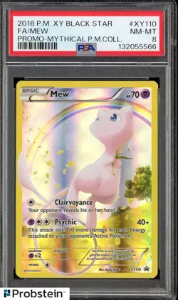 2016 Pokemon XY Black Star Promo Mythical PM Coll #XY110 Mew Fa PSA 8 NM-MT - Image 1