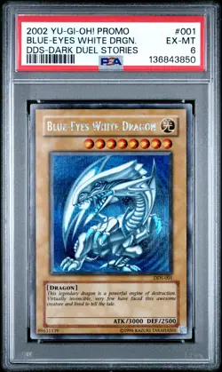 2002 YU-GI-OH! PROMO DDS-DARK DUEL STORIES #001 BLUE-EYES WHITE DRAGON PSA 6 - Image 1