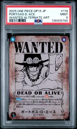 2025 ONE PIECE JAPANESE CARRYING ON HIS WILL WANTED ALT ART PORTGAS D. ACE PSA 9 - Image 1