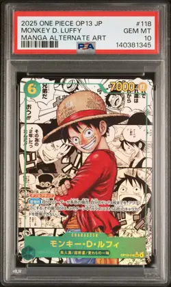 2025 ONE PIECE JPN CARRYING ON HIS WILL MANGA ALT ART MONKEY D. LUFFY PSA 10 - Image 1