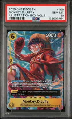 2025 ONE PIECE PROMOS ILLUSTRATION BOX VOL.3 #109 MONKEY D. LUFFY PSA 10 - Image 1