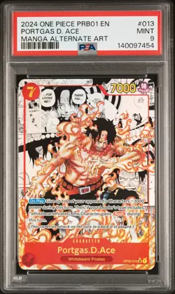 2024 ONE PIECE PRB01-PREMIUM BOOSTER MANGA ALT ART PORTGAS D. ACE PSA 9 - Image 1