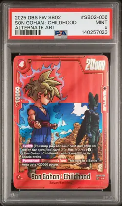 2025 ONE PIECE PREMIUM BOOSTER ALTERNATE ART #SB02-006 SON GOHAN CHILDHOOD PSA 9 - Image 1