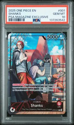 2025 ONE PIECE PROMOS PSA MAGAZINE EXCLUSIVE #001 SHANKS PSA 10 - Image 1