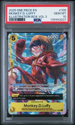 2025 ONE PIECE PROMOS ILLUSTRATION BOX VOL.3 #109 MONKEY D. LUFFY PSA 10 - Image 1