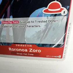One Piece, Roronoa Zoro OP11-016 UC, red straw hat logo 8, english, akanegumo - Image 5
