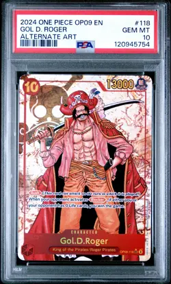 2024 ONE PIECE OP09-EMPERORS IN THE NEW WORLD #118 GOL D. ROGER ALT ART PSA 10 - Image 1