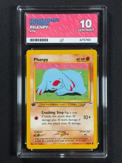 Pokemon Cards Phanpy 76/105 1st Edition ACE 10 Neo Destiny WOTC GEM MINT - Image 1