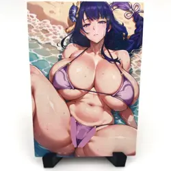 Genshin Impact Raiden Shogun Sexy Anime Waifu Bikini Girl Goddess Story Art Card - Image 1