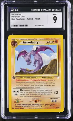 CGC 9 MINT Aerodactyl Neo Revelation 1st Edition 15/64 Pokemon Card - Image 1