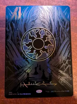 MTG: Plains Phyrexian OIL SLICK FOIL, NM Phyrexia: All Will Be One Chase Card!! - Image 2