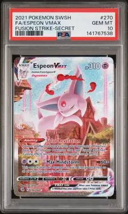 Espeon Vmax PSA 10 Fusion Strike Alt Art Pokemon Card 270/264 Full Art 2021 FA - Image 1