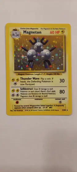 Pokemon TCG Magneton Base Set 1999 Holo Unlimited Rare Card 9/102 HP - Image 1