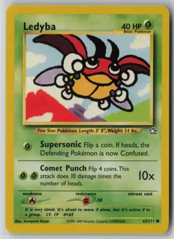 Ledyba 63/111 Pokemon Neo Genesis Common Heavily Played WOTC Card (HP) - Image 1
