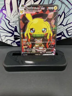 Pikachu Cosplay Nezuko Demon Slayer Pokemon Custom Fan Art Card Holo Foil - Image 1