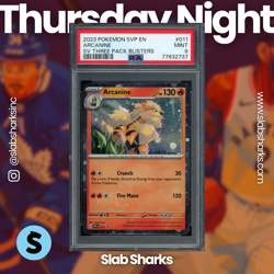 2023 POKEMON SV BLACK STAR PROMOS 3-PACK BLISTER #011 ARCANINE COSMOS HOLO PSA 9 - Image 1