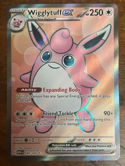 Pokemon! Wigglytuff EX Full Art - Scarlet and Violet 151 187/165, Pack Fresh, NM - Image 1
