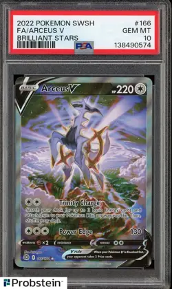 2022 Pokemon SWSH Brilliant Stars #166 FA Arceus V PSA 10 GEM MINT - Image 1