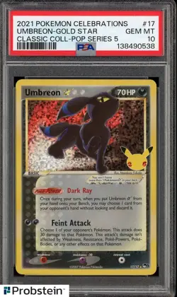 2021 Pokemon Celebrations Classic Coll Pop Series 5 #17 Umbreon Gold Star PSA 10 - Image 1