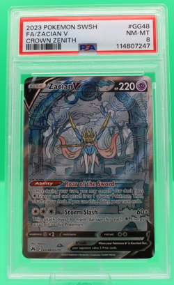 2023 POKEMON SWORD & SHIELD CROWN ZENITH #GG48 FULL ART/ZACIAN V PSA 8 - Image 1