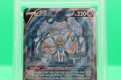2023 POKEMON SWORD & SHIELD CROWN ZENITH #GG48 FULL ART/ZACIAN V PSA 8 - Image 3