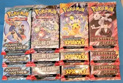 POKEMON TCG SEALED BOOSTER PACKS (3) EA JT,SC,SS,DR TOTAL PACKS (12) - Image 1