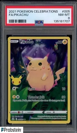 2021 Pokemon Celebrations #005 Pikachu FA PSA 8 NM-MT - Image 1