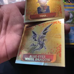 2002 Topps Yugioh Blue Eyes White Dragon #5 Yugi #7 GOLD Sticker Collection - Image 3