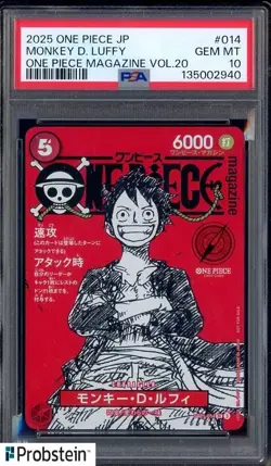 Monkey D Luffy One Piece Mag Vol. 20 Promo #ST21-014 Japan PSA 10 GEM MT - Image 1