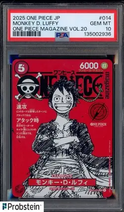 Monkey D Luffy One Piece Mag Vol. 20 Promo #ST21-014 Japan PSA 10 GEM MT - Image 1