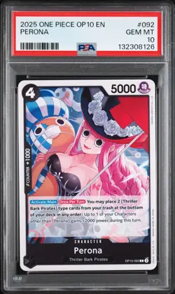 2025 One Piece OP10 En Royal Blood Perona #092 PSA 10 Gem Mint - Image 1