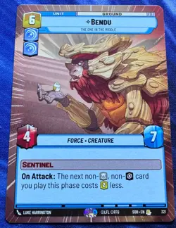 Star Wars Unlimited Spark of Rebellion Bendu HYPERSPACE Rare Card - Image 1