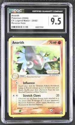 CGC 9.5 Anorith 2006 EX Legend Maker 29/92 Reverse Holo Stamped Pokemon Card - Image 1