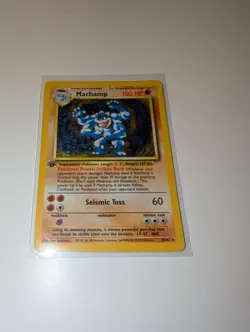 Pokemon Machamp Holo Rare Card 8/102 First Edition - Image 1